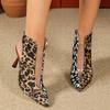Damenschuhe in Übergröße 2025 Sommer Neu Leopardendruck Spleißen Baotou Schuhe Hochhackige Sandalen Stiefel Schuhe