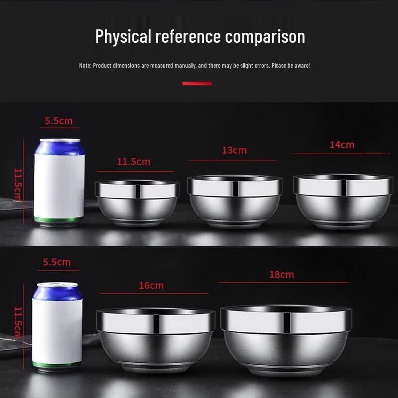 Jing Ling Xin 304 Stainless Steel Double-Layer Anti-Scald Bowl