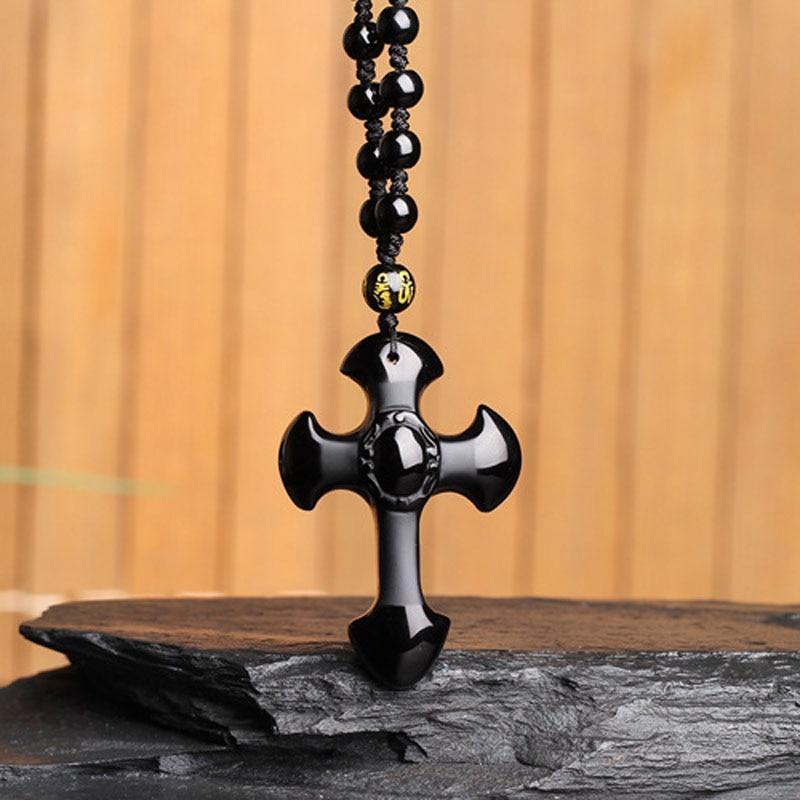 Buy Black Obsidian Cross Pendant 