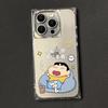 For IPhone16 for Apple 16pm Ice Crystal Cube Transparent Mobile Phone Protective Case Protective Cover Crayon Shin-chan Cute