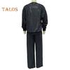 2 Pcs/Set Women Top Pants Suit Sequin Round Neck Long Sleeves with Elastic Cuffs Elastic High Waist Wide Leg Trousers Set Daily Casual Commuting