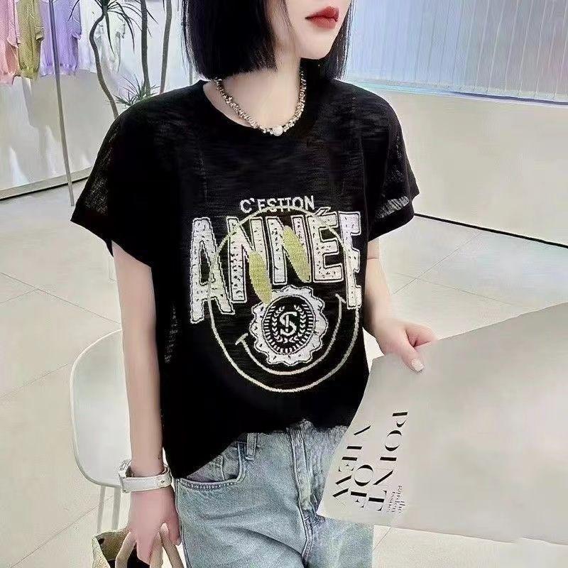 Large-sized Fashionable Bamboo Joint Cotton Short-sleeved T-shirt A New Summer Slimming and Versatile Top