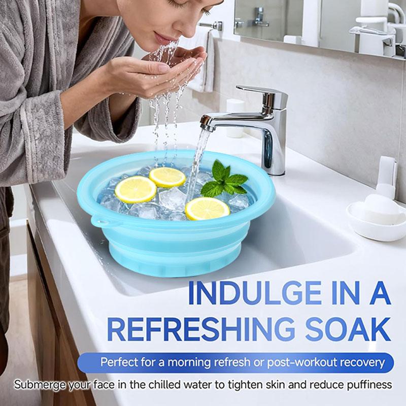 Silicone Face Bowl for Ice with Built-In Icetray Portable Ice Bowl for Face Foldable Face Ice Bath Bowl for Cold Therapy