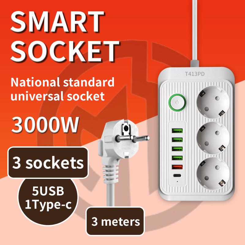 European Standard 16A Power Strip with Two-Pin Socket for Russian, German, Korean, and Austrian Use