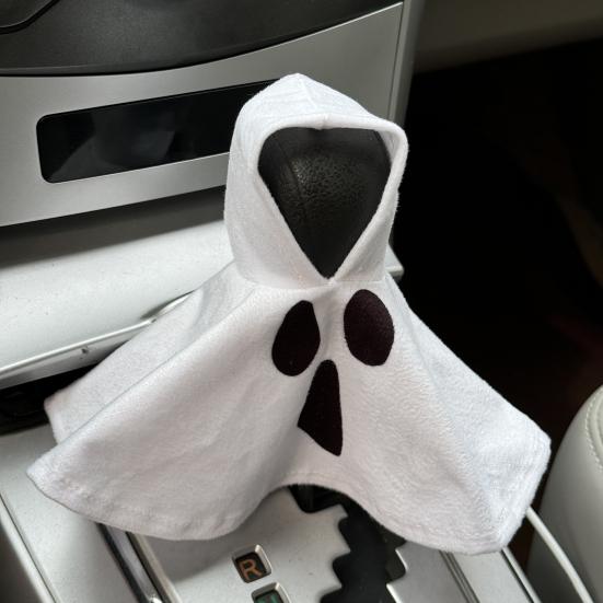Halloween Shift Knob Hoodie Cover Funny Ghost Gear Shift Knob Sleeve Automotive Interior Accessories for Most Vehicles
