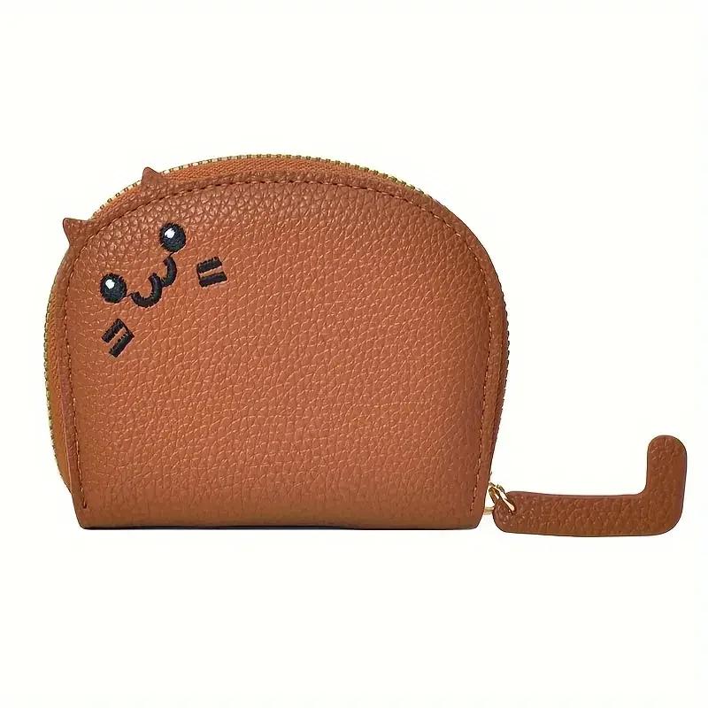 Cat Cartoon Shaped Design Wallet Women S Multi-Card Slots Holder Cute Fashion Faux Leather Coin Purse Creative Id Card Holder