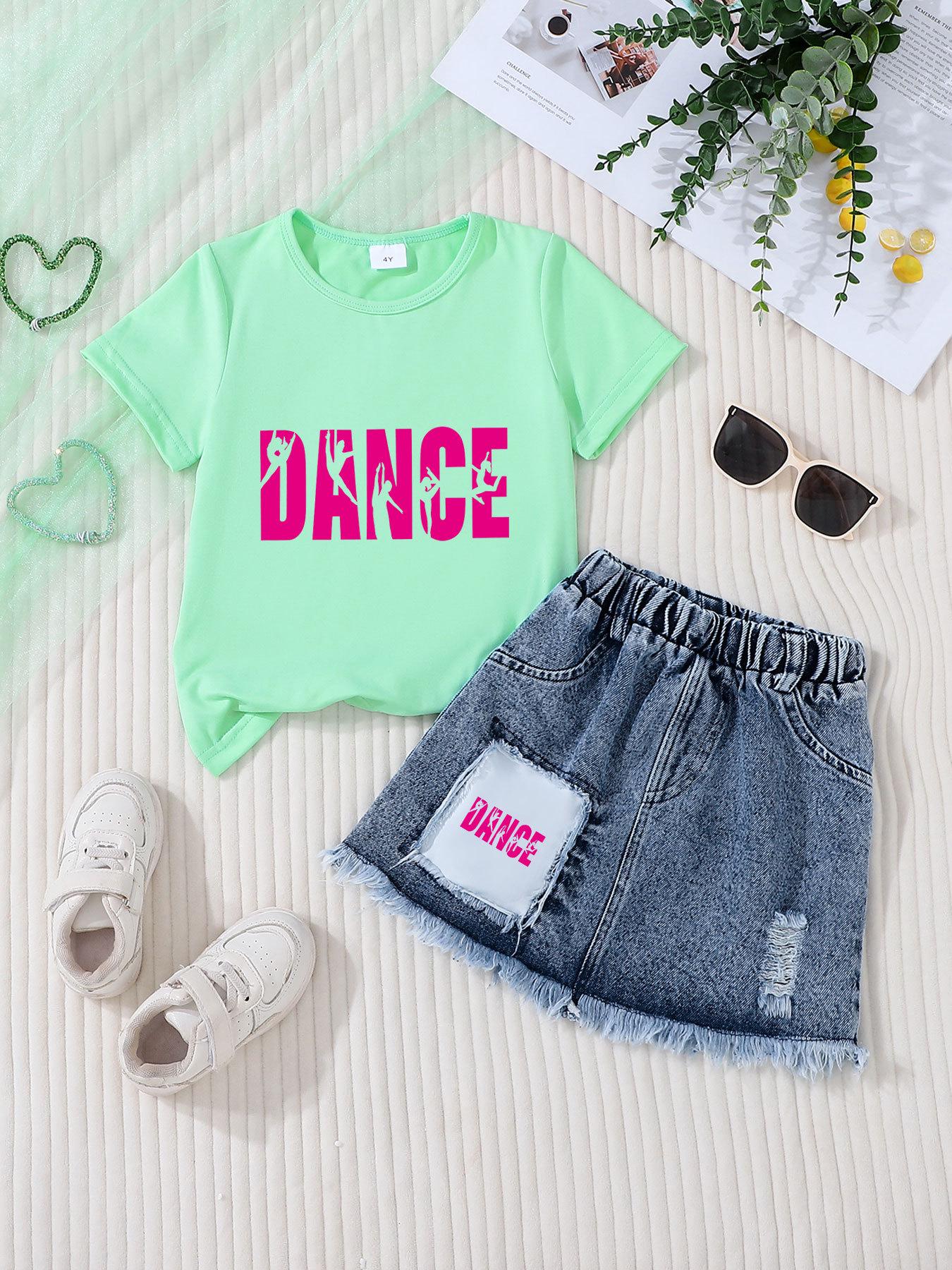Girls  Casual Fashion Denim Skirt & Clothing Sets 5 Years