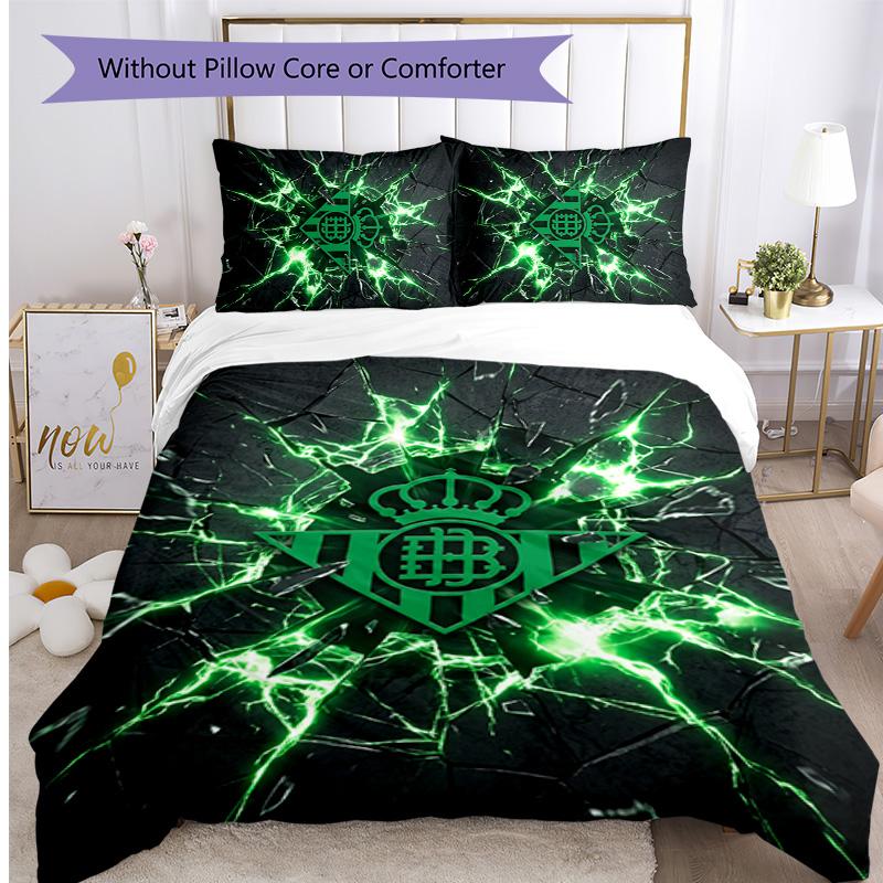 Set Lenzuola Stampato Calcio Real Betis 3 Pezzi, Comodo Set Copripiumino per Camera da Letto Amico della Pelle