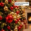 43 Pcs Red Gold Mixed Smooth Christmas Ornament Balls with Gold Hanging Strings for Trees Wreaths Windows and Party Decor