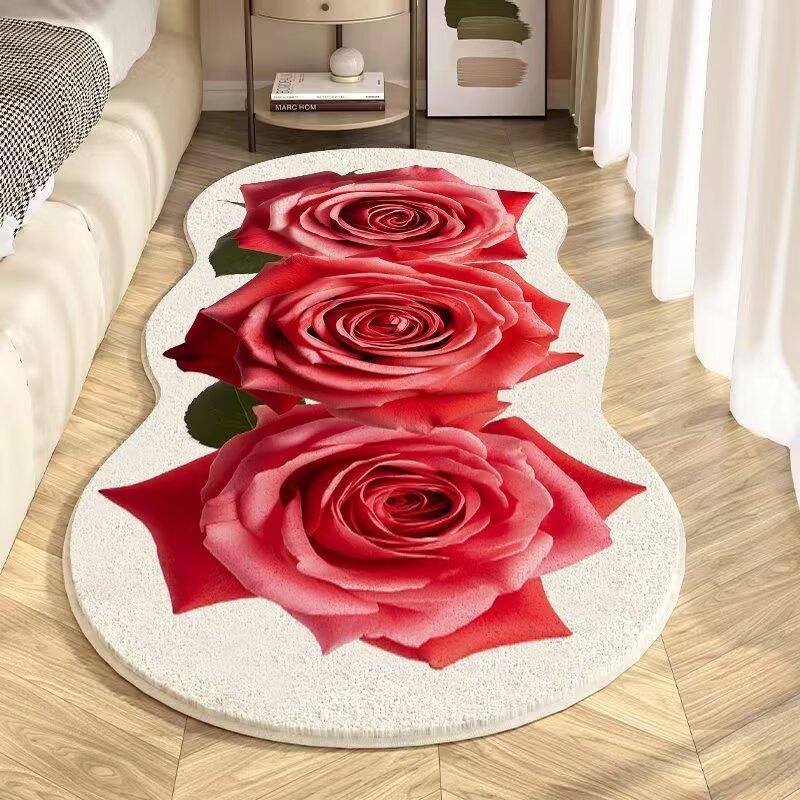 

3D Цветочный Ковер Утолщенный Удобный Комнатный Прикроватный Ковер Ковер для Гостиной Кофейного Столика Грязеотталкивающий 80 * 160cm