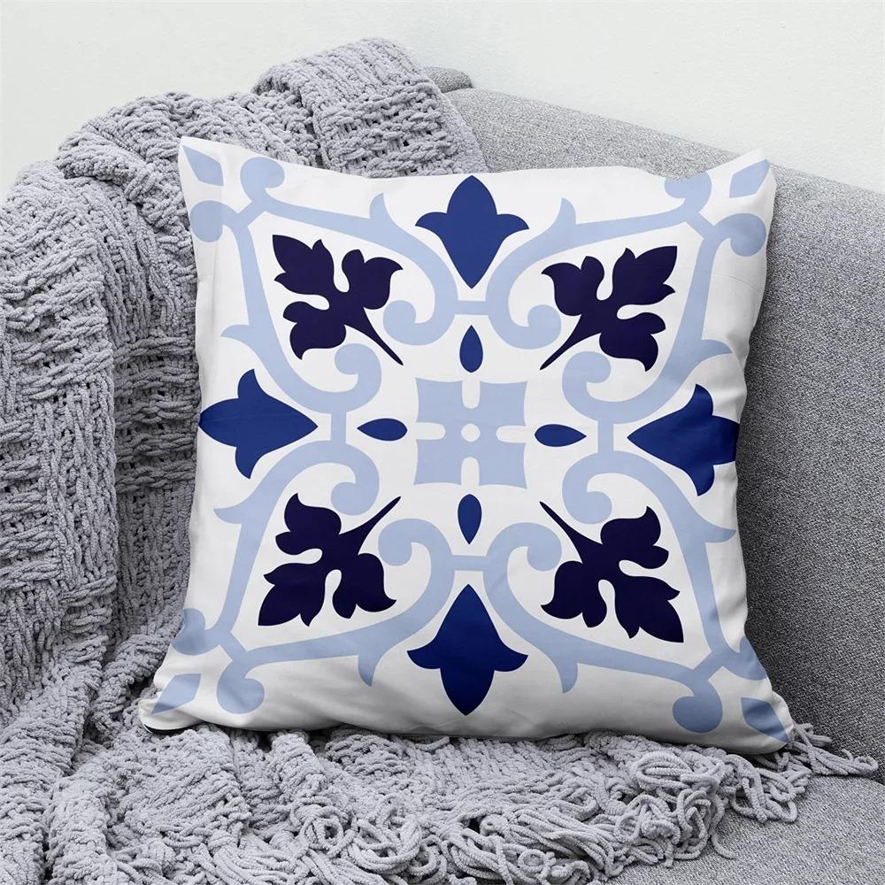 Blue Geometric Decorative Pillowcase Interior Decoration Office Living Room Home Pillowcase