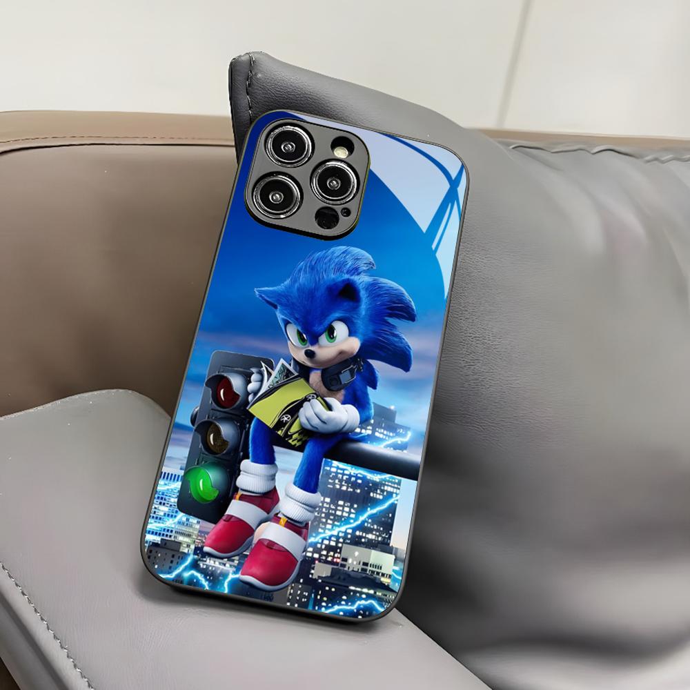 Cartoon Hedgehog S-Sonics Phone Case for Iphone 17 Air 16 15 14 12 11 13 Pro Max Mini X Xr Xs Puls Black Glass Cover