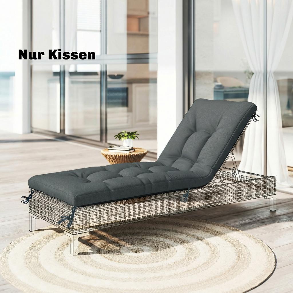 Pallet Cushion Removable Seat Cushion with Fastening Straps Pallet Pad for Most Loungers 198x65x13cm Dark Grey