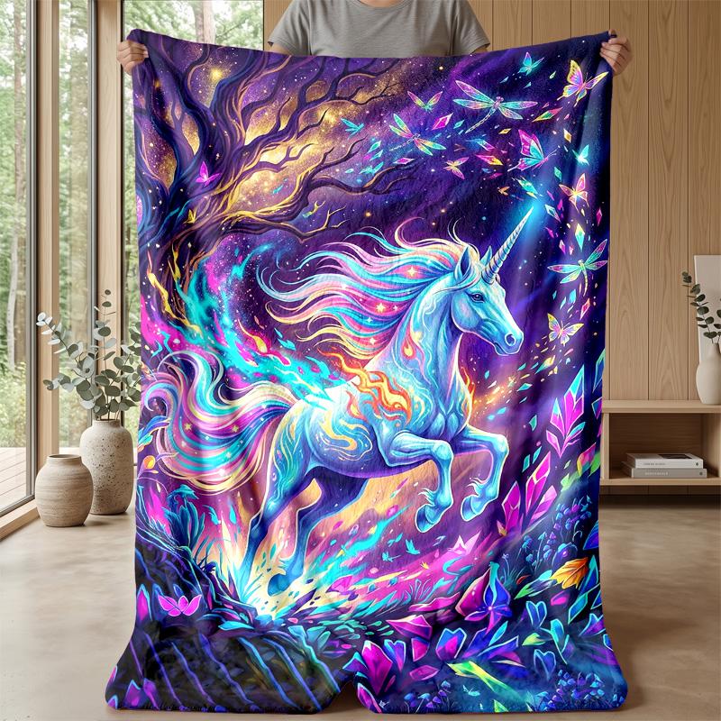 Fantasy Sea Unicorn Theme blanket Lightweight Warm Flannel Blanket Decorative Throw Blanket for Home Decoration