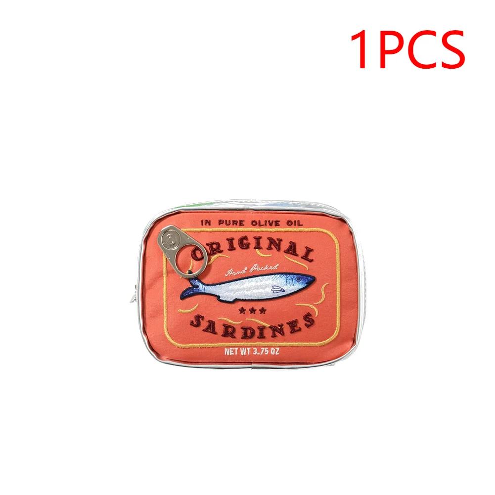 Canned Sardines Style Bath Travel Cosmetic Bag Cute Toiletry Bag Fashion Handbags Makeup Pouch Case Beauty Bag for Weekend Vacat