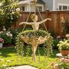 Whimsical Mermaid Plant Holder Fairy Ballet Dancer Hanging Planter, Resin Decorative Flower Pot with Metal Chain, Small Pothos Container Outdoor