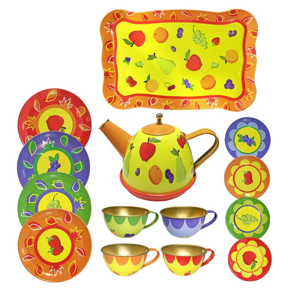Role Play Simulation Tea Set Metal Material Early Education Teapot Kitchen Exquisite Tableware Afternoon Tea Pretend Play