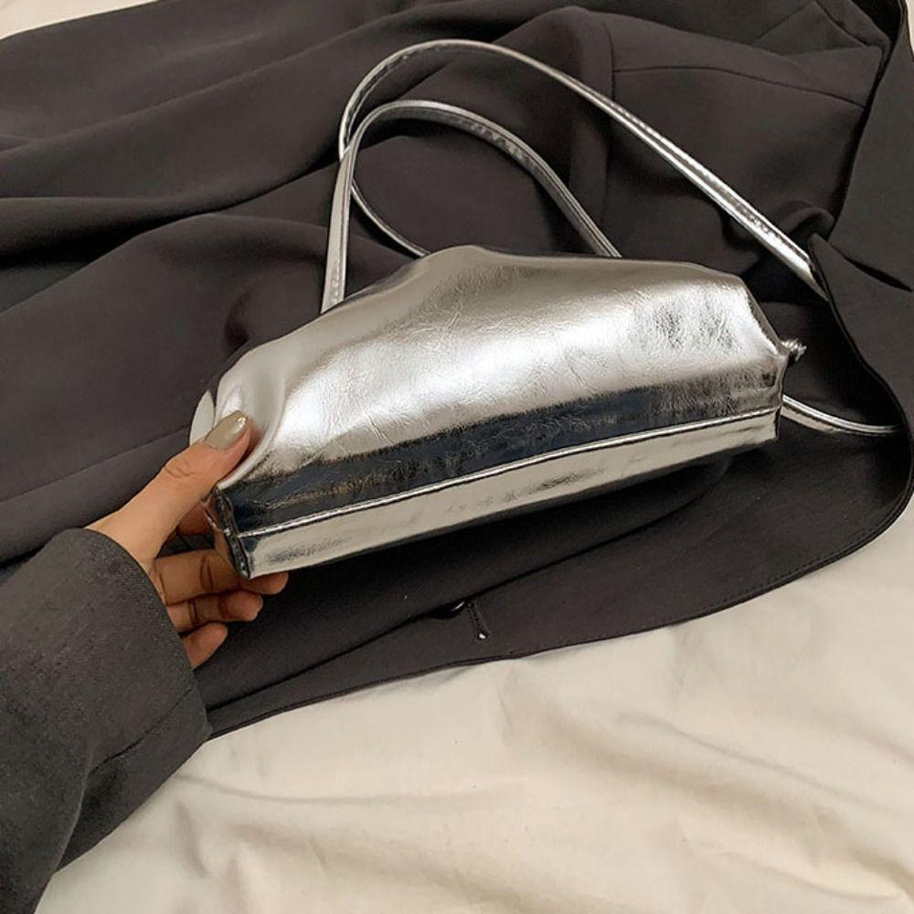 Korean Style Soft PU Shoulder Bag Dumpling Party Clutch Bag Mini Banquet Cloud Bag  Women