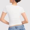 Summer Women T Shirt Streetwear Short Sleeve Square Collar Slim Fit Solid Color Pullover Top