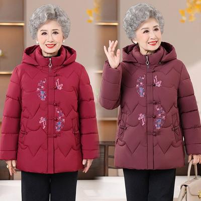 Winter Padded Jacket, New Warm Velvet Padded Jacket, Embroidered Jacket, Old Lady Thickened Padded Jacket