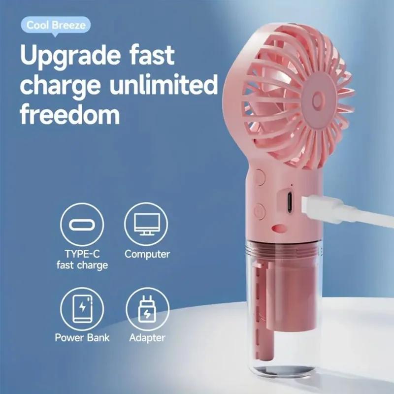 Portable Rechargeable Handheld Misting Fan - Battery Operated Usb Camping Mini Air Conditioner Fan For Travel And Outdoor Use