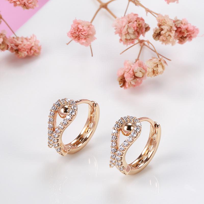 Fashion Natural Zircon Stud Earrings For Women Rose Gold Classic Cute Engagement Earrings Fine Jewelry