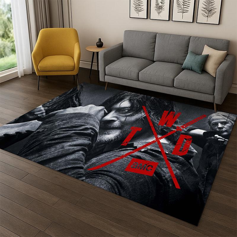 classic The Walking Dead Rick Daryl Horror TV Carpet Rug for Bedroom Living Room Sofa Doormat Home Decor,Kid Area Rug Non-slip