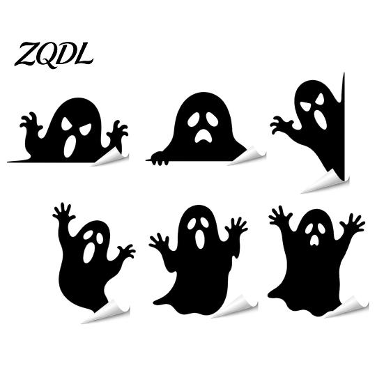 Ghost Witch Party Decor Halloween Silhouette Static Window Stickers, Waterproof PVC Decals, Clings Removable for Home Glass Decoration Film