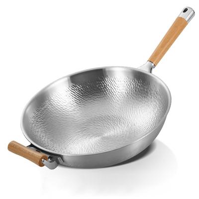 32/34cm Čínsky wok Ručne kovaný wok 304 Nerezová oceľ Nepriľnavý hrniec Wok Kuchynský hrniec Špeciálna kuchynská nádoba pre plynový sporák Panvica