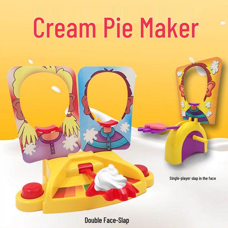 Dual-Person Cream Pie Smash & Whisk Game - Large Foam Slap Desktop Prank