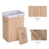 Bamboo Laundry Basket Hamper, Foldable, Lid, Removable Bag, 3 Handles, 40 X 30 X 60 Cm, Beige