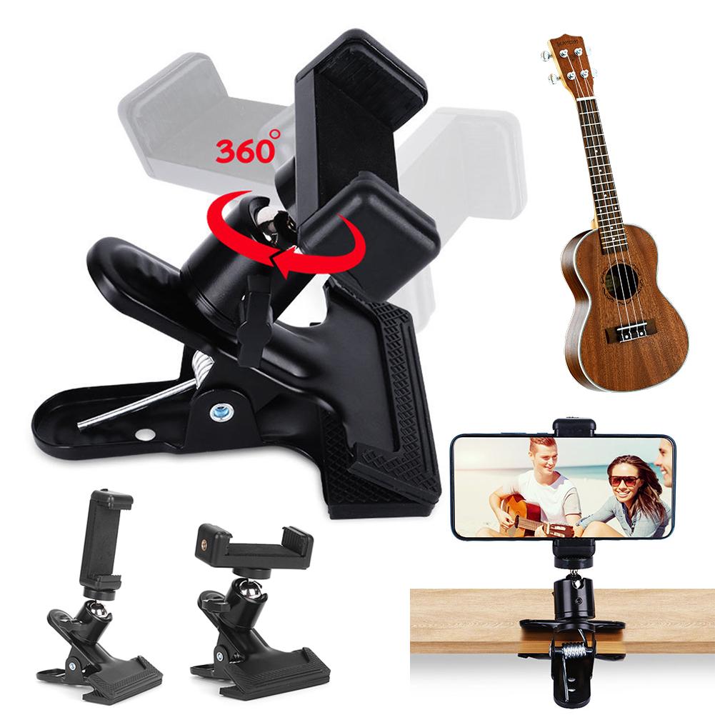 Guitar Head Clip Mobile Phone Holder Live Broadcast Bracket Stand Tripod Adjustable Guitar Head Phone Mount for Music Recording
