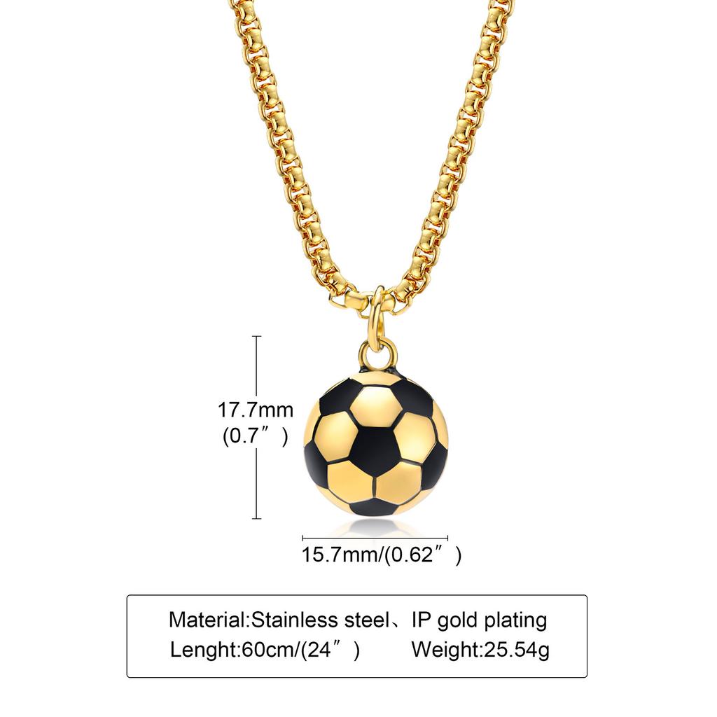 3D Football Necklaces For Men, Solid Stainless Steel Casual Scoocer Pendants, Sports Lover Boys Birthday Gifts Jewelry