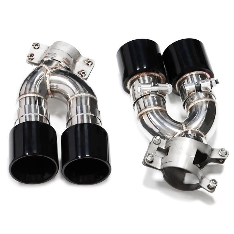 Compatible BMW 5 Series G30/G38 525/530/540 Quad Titanium Black Exhaust with M Logo Carbon Fiber Tailpipe.