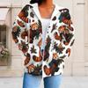 Women Plus Size White Zip Up Long Sleeve Christmas Dachshund Printed Hoodie With Pockets