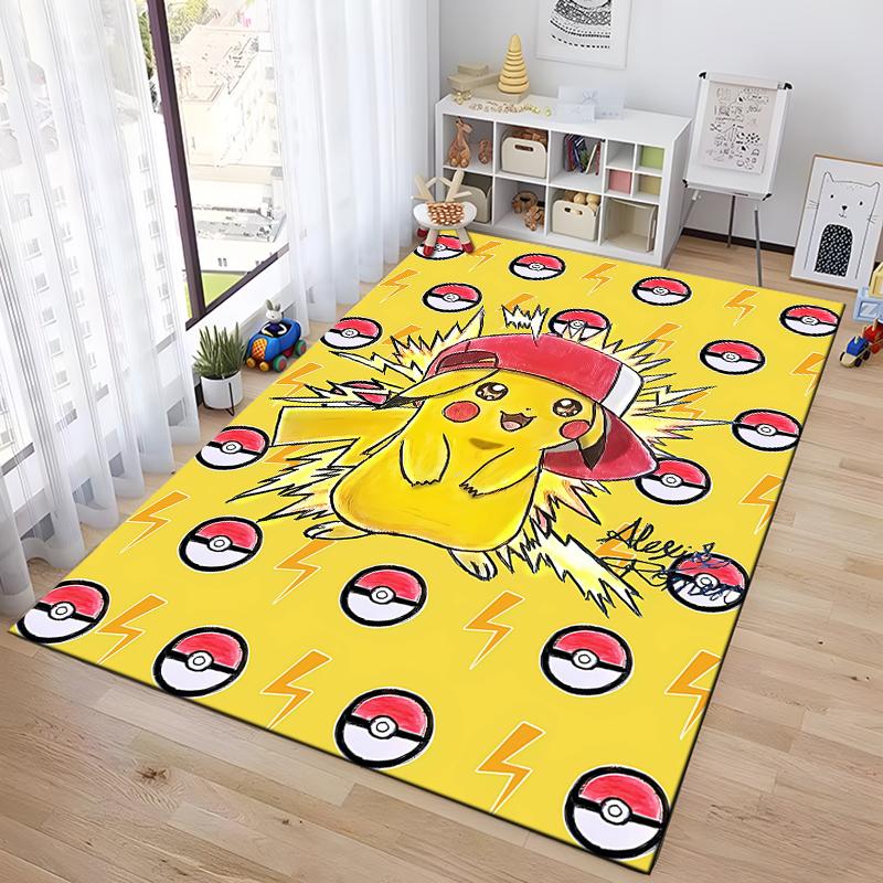 3D Pokemen-Pikachu Carpet Yoga Living Room Decor Children's Crawling Mat Doormat Living Room Rug Gifts for Family Kids Potdemiel