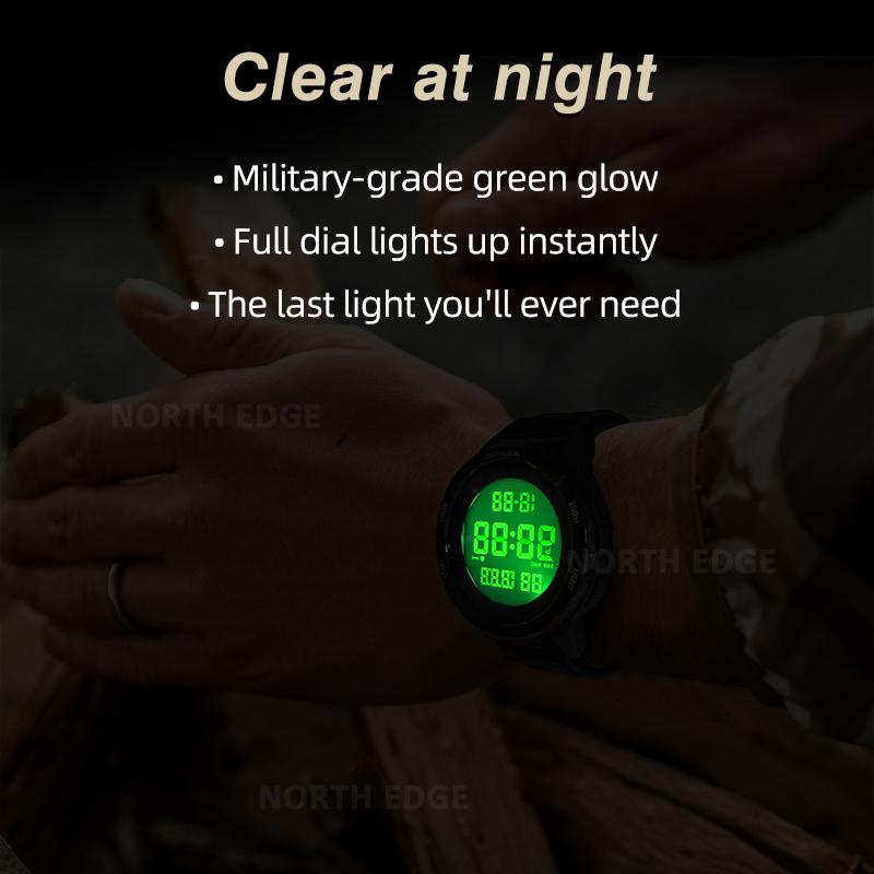 NORTH EDGE TERRAX Watches for Man Outdoor Sports Swimming Waterproof 50M Stopwatch Countdown Luminous Men Watch Gift Box Reloj