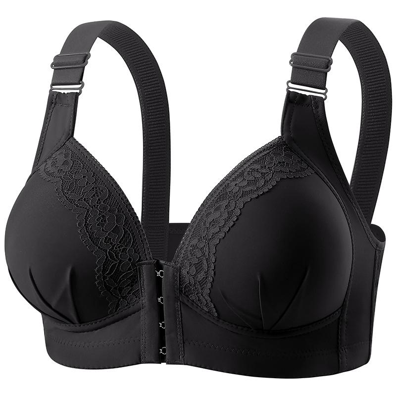 Bra front buckle type fixed cup without steel ring to close the breast mother vest type gathering underwear women's bra in the elderly