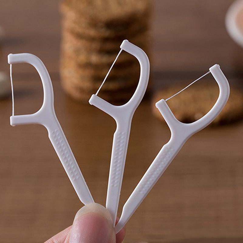 30/50/100Pcs White Dental Floss Pick Tooth Cleaner Sticks