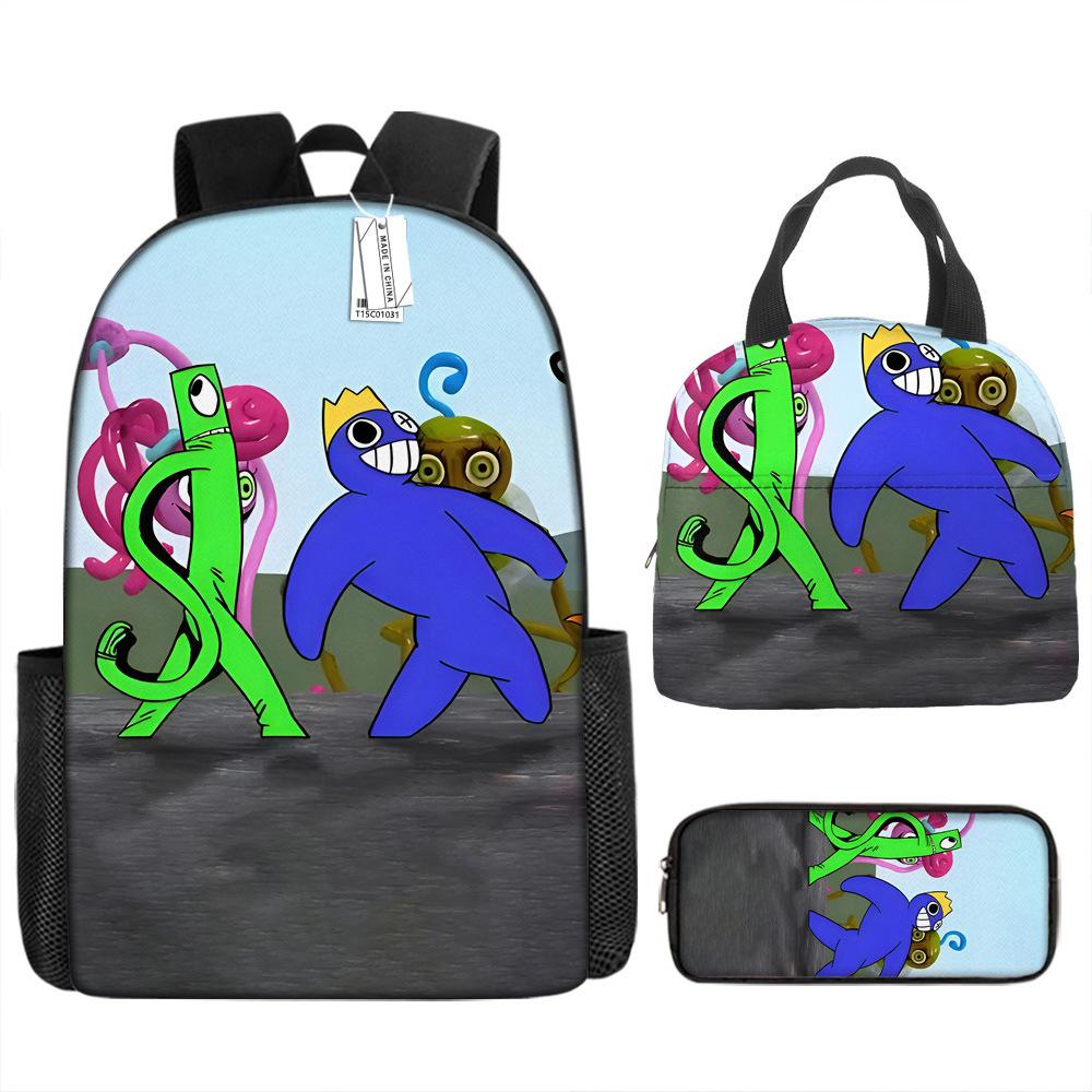 Rainbow Friends School Bag Rainbow Friends Backpack Three-piece Set for Elementary School Students Large Capacity Cartoon Computer Bag