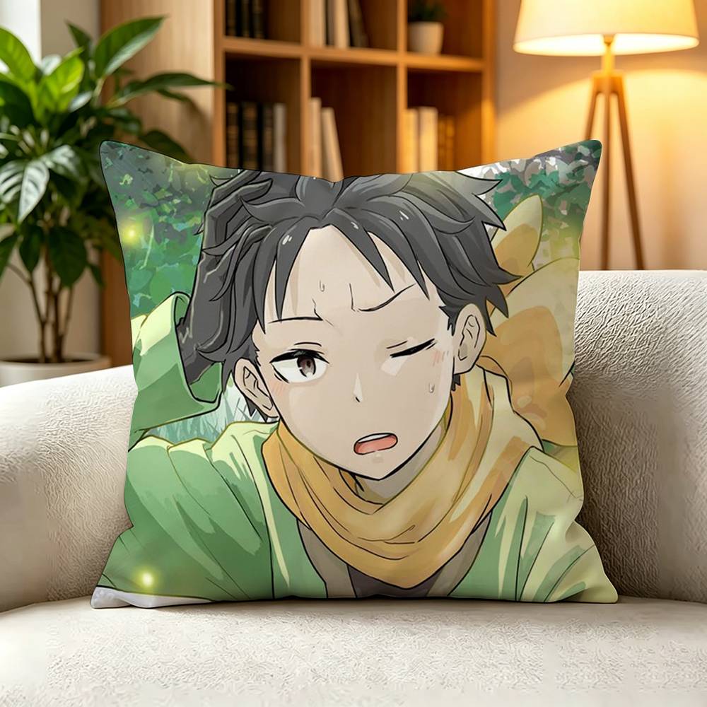 N-Natsuki Subaru ReZero Isekai Anime Pillow Case Square Double-Sided Sofa Cushion Cover Bedroom Bedside Pillow