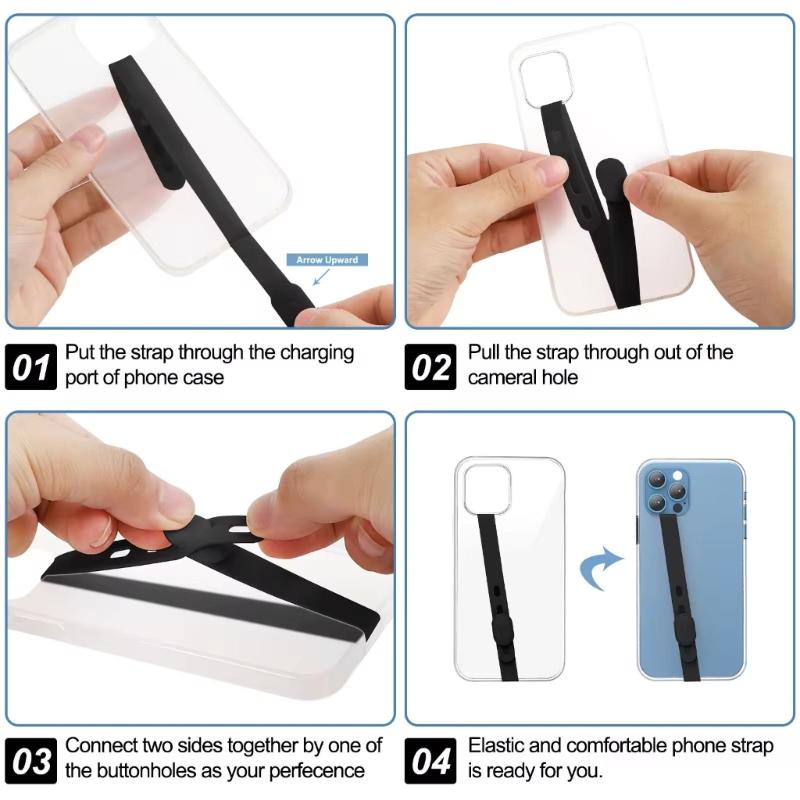 Adjustable Anti Lost Cellphone Case Wristband Portable Silicone Phone Grip Strap Elastic Hand Band Smartphone Accessory