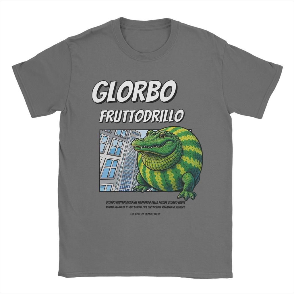 Glorbo Fruttodrillo 90er Comic-Stil Italienisches Brainrot T-Shirt für Herren Reines Baumwoll-T-Shirt Kurzarm-T-Shirt Erwachsenen-Oberteile