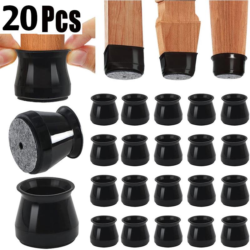 20-Piece Silent Anti-Slip Furniture Leg Covers - Wear-Resistant and Anti-Shedding Pads for Tables and Chairs