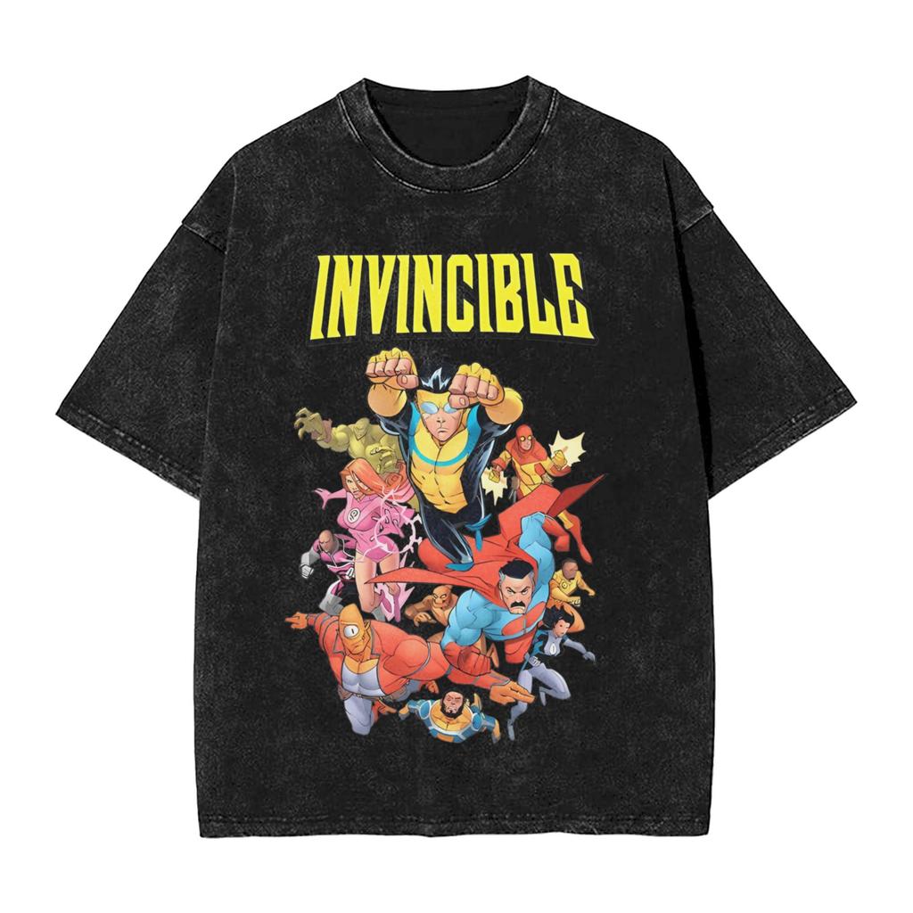 Comic Invincible OmniMan Washed Tshirt Men Women Summer Cotton YK Clothing Vintage Fashion Round Neck Short Sleeved Tee