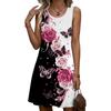 Summer Sleeveless Floral Pattern Fashion Women Mini Dresses  Prined Beach Casual Ladies Dress  Plus Size Loose Dress