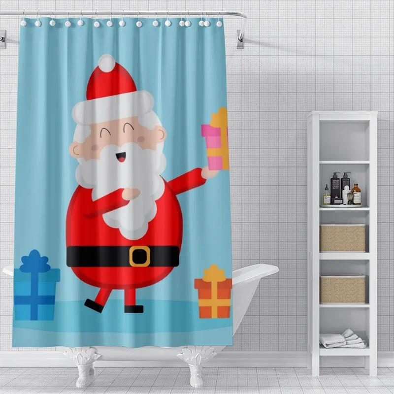 Home Decoration Shower Curtains For Bathroom Waterproof Curtain Fabric Modern Nordic Style Living Room Merry Christmas Winter