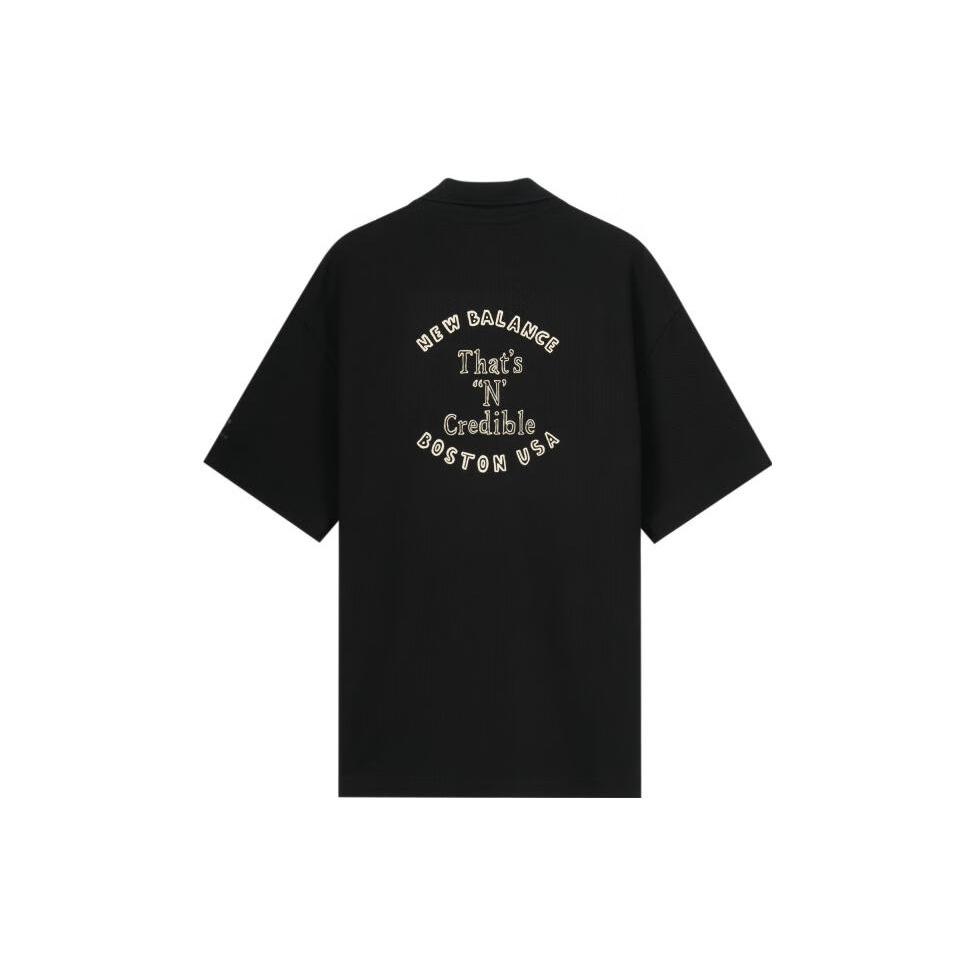 New Balance Casual Polo T-Shirt Asia Sizing 'Black White' Men's 5FD26161-BK
