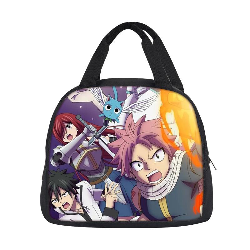 FAIRY TAIL Lunch Bag Cartoon Anime Printed Student Boys and Girls New Style Lightweight, Small, Large Capacity, Versatile