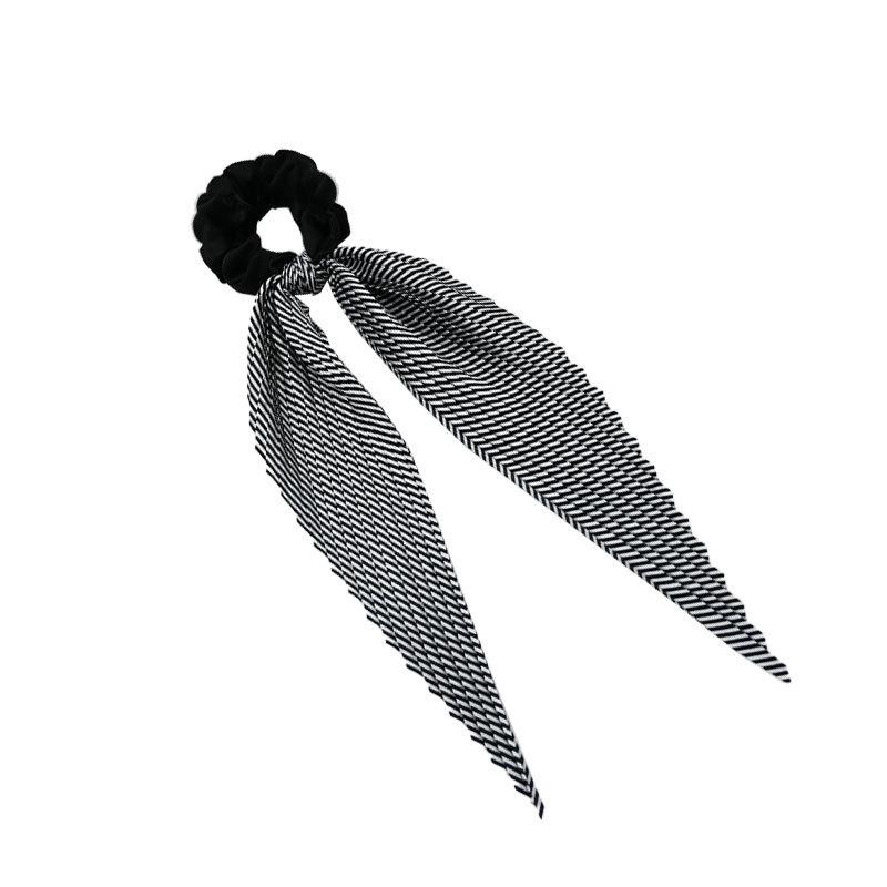 1PC French Retro Super Fairy Temperament Satin Bow Striped Hair Band Korean Internet Celebrity Sweet Girl Streamer Hair Rope